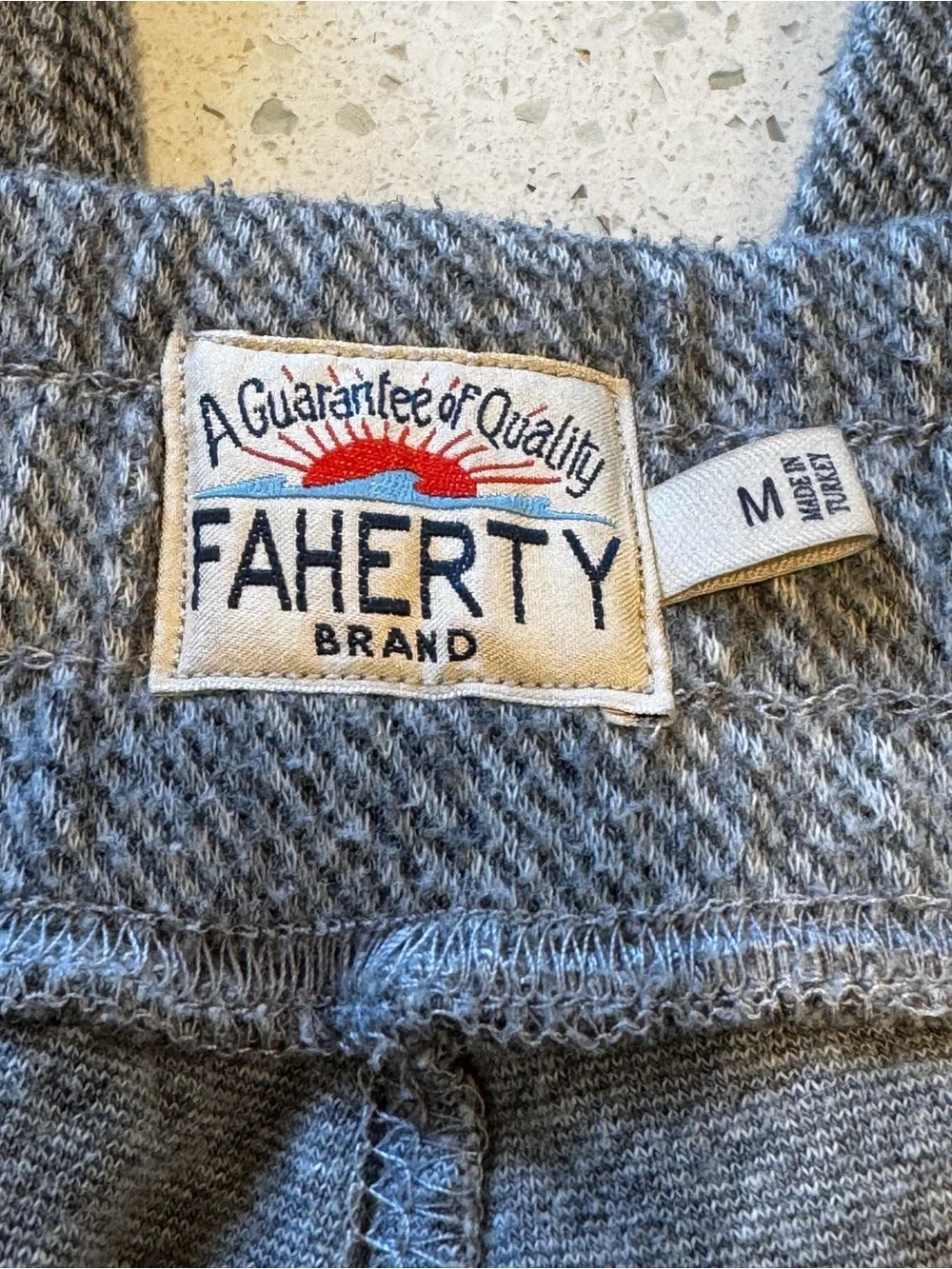 Faherty Brand Gray Organic Cotton Herringbone Knit Lounge Shorts Men’s Medium